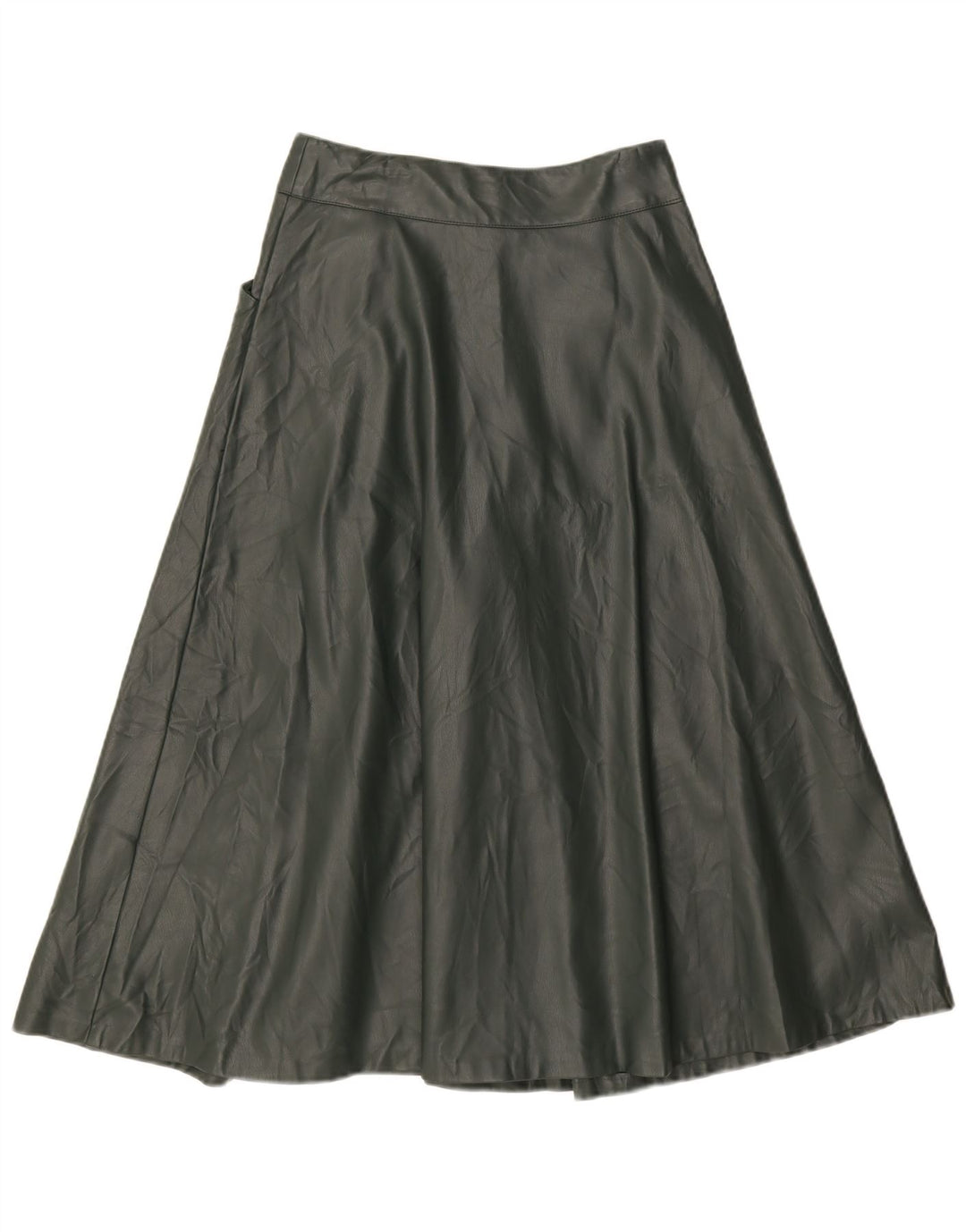 ZARA Womens Faux Leather Flared Skirt Medium W28  Green