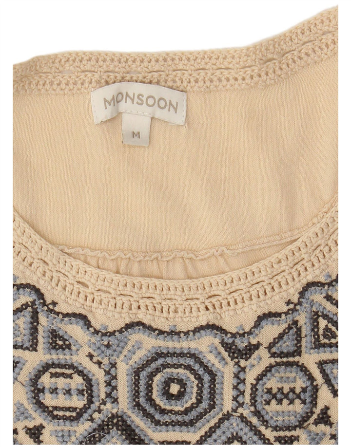 Monsoon Blusa para mujer Top UK 44 Medium Beige Fair Isle