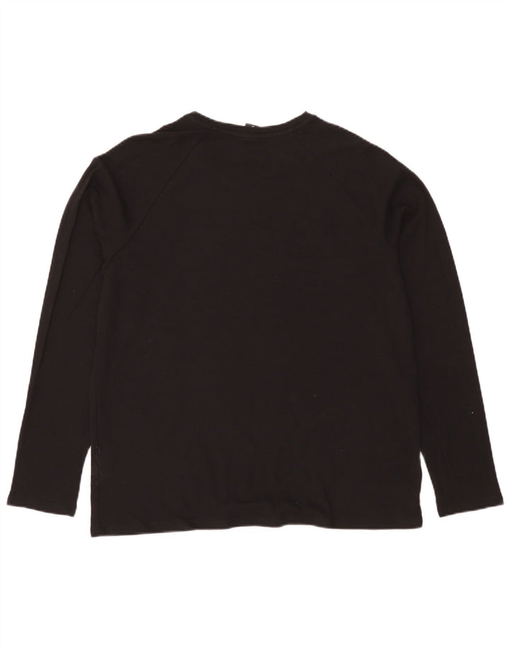 Hugo Boss Hombre Top gráfico manga larga grande algodón negro