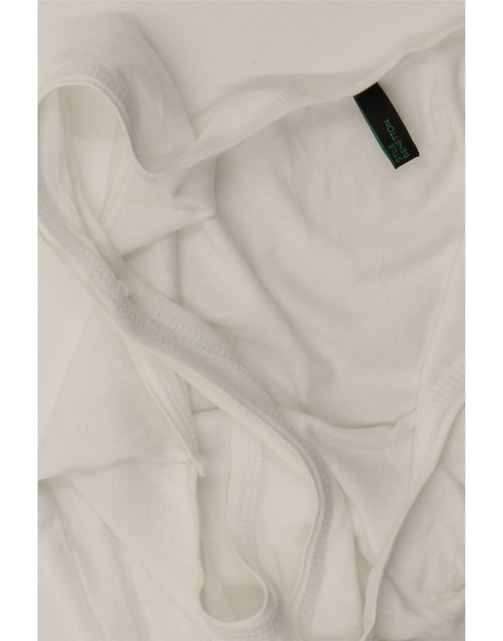 Benetton Top Sin Mangas Con Estampado De Mujer UK 6 XS Blanco