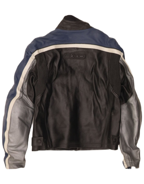 AXO Chaqueta de cuero para mujer UK 6 XS Bloque de color negro