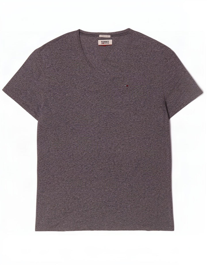 Tommy Hilfiger Camiseta Regular Fit para Hombre Top XL Poliéster Moteado Gris