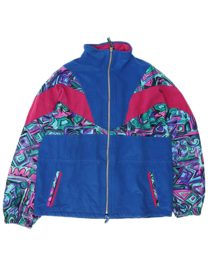 Terinda Chaqueta de chándal extragrande para mujer UK 40 Azul medio Geométrico