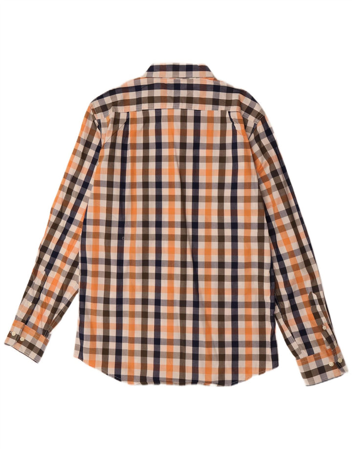 Camisa Izod Hombre Slim Fit De Algodón A Cuadros Naranja Medio
