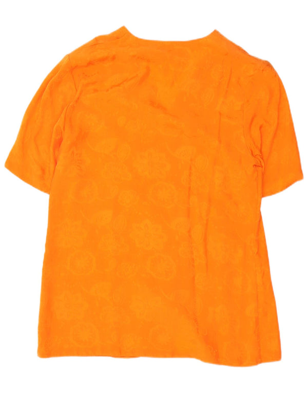 Silvia Bauer Blusa de manga corta para mujer UK 46 Large Naranja Floral