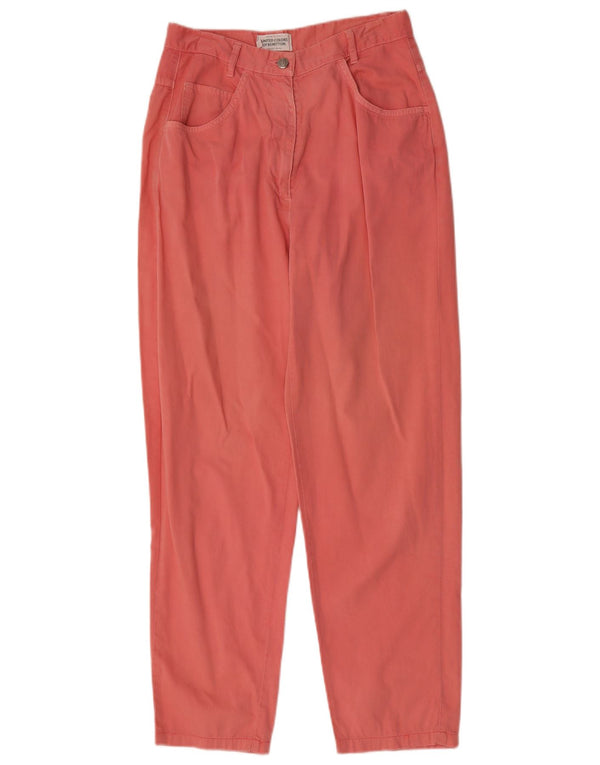 Pantalones casual cónicos de talle alto para mujer Benetton IT 46 Large W28 L29 Pink