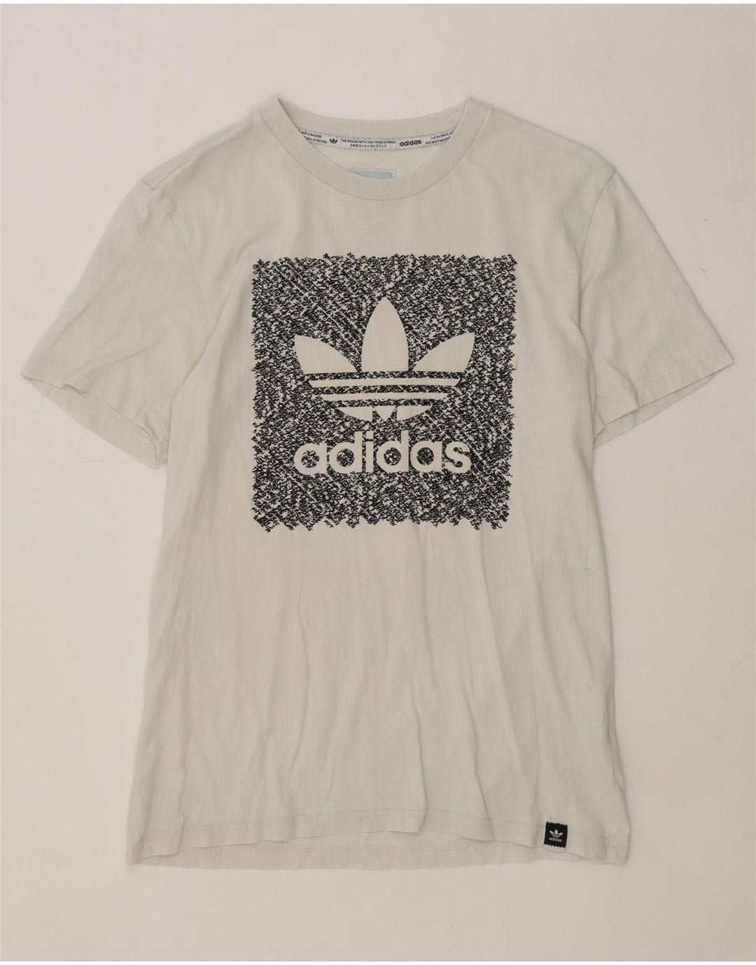 Adidas - Camiseta gráfica para hombre, talla pequeña, algodón blanco