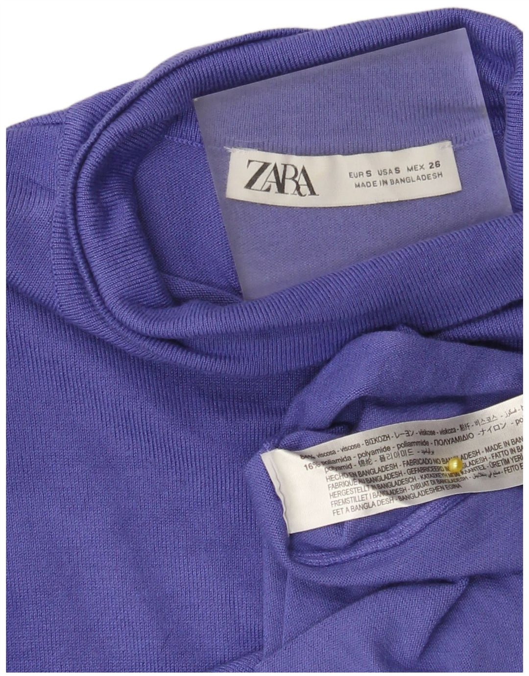 Zara Mujer Top Manga Larga UK 8 Small Viscosa Púrpura