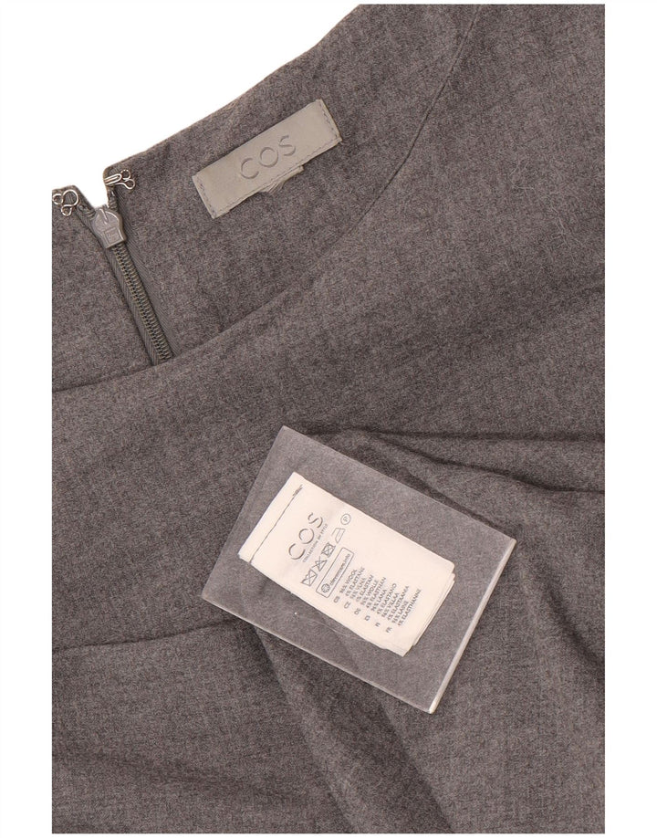 Cos Vestido acampanado de manga 3/4 para mujer UK 42 Lana gris medio
