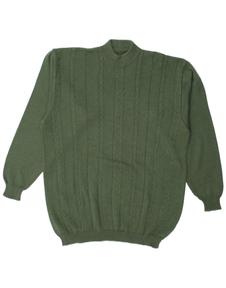 Vintage hombres tortuga cuello jumper suéter grande verde