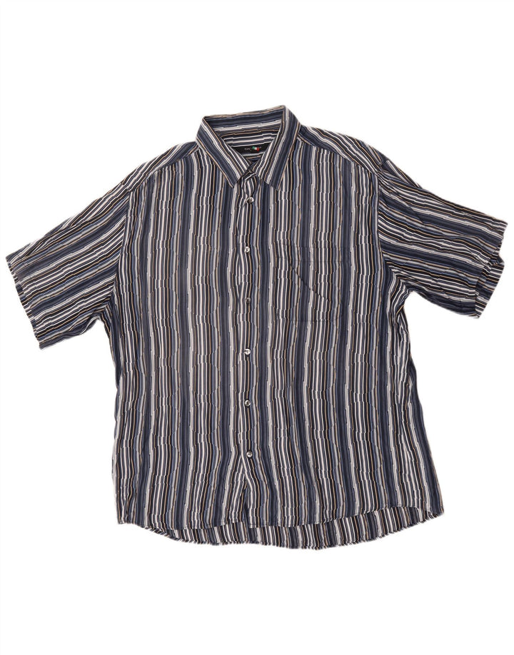 Tipo' S Camisa de manga corta para hombre 2XL Azul marino Rayas diplomáticas