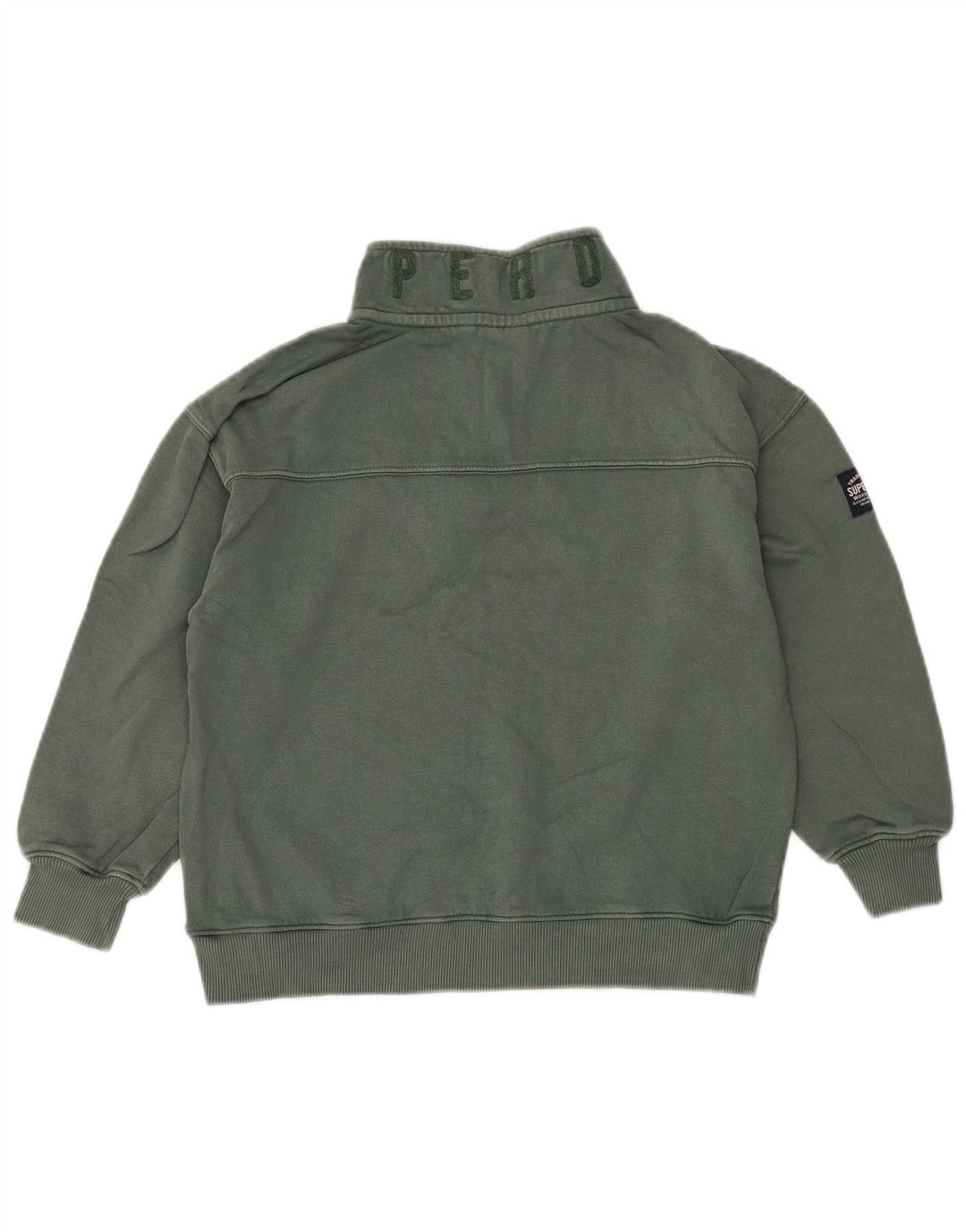 SUPERDRY Sudadera con cuello con cremallera y estampado gráfico para niños 7-8 años Algodón verde