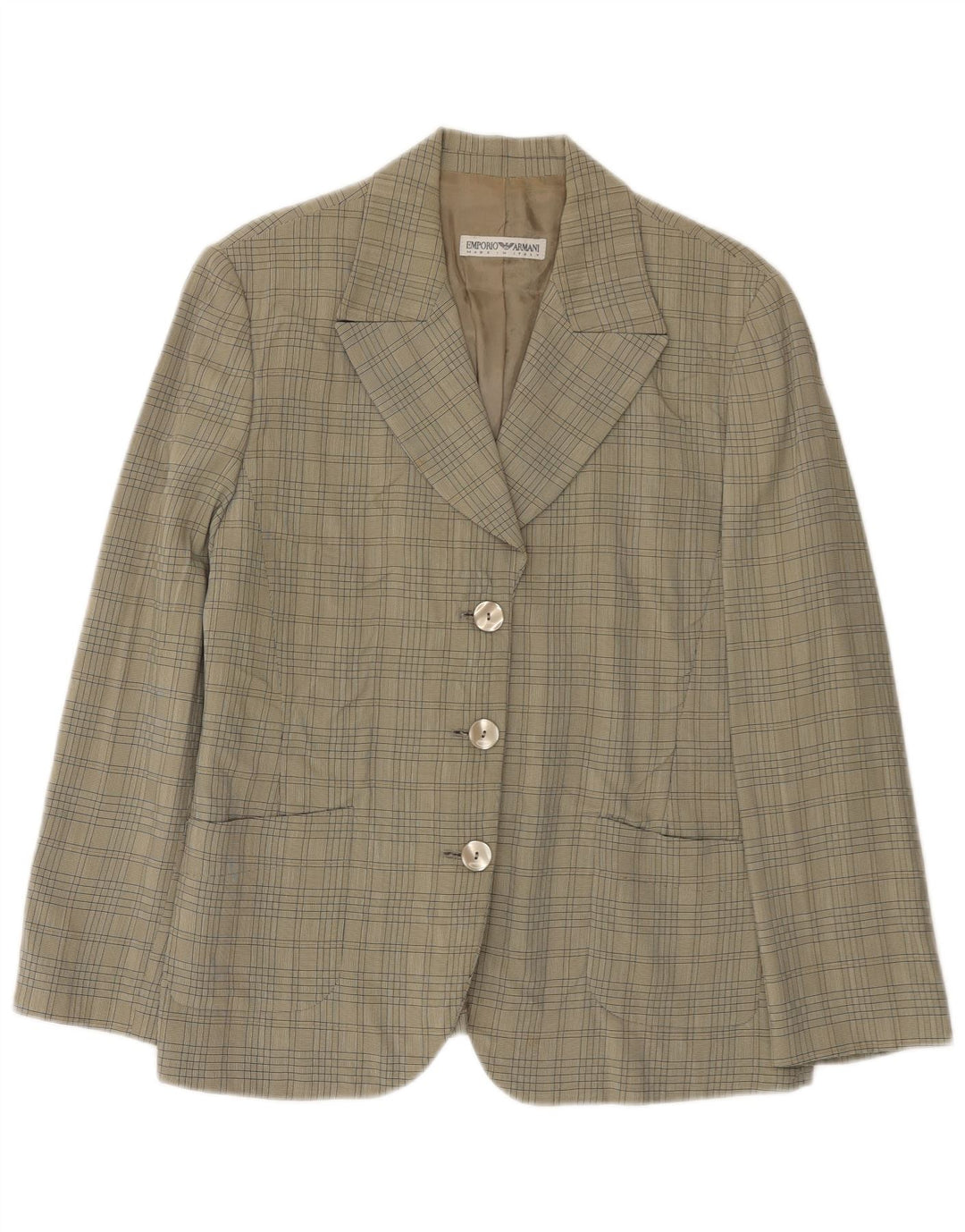 Emporio Armani Chaqueta tipo blazer de 3 botones para mujer Reino Unido 12 Cuadros verdes medianos