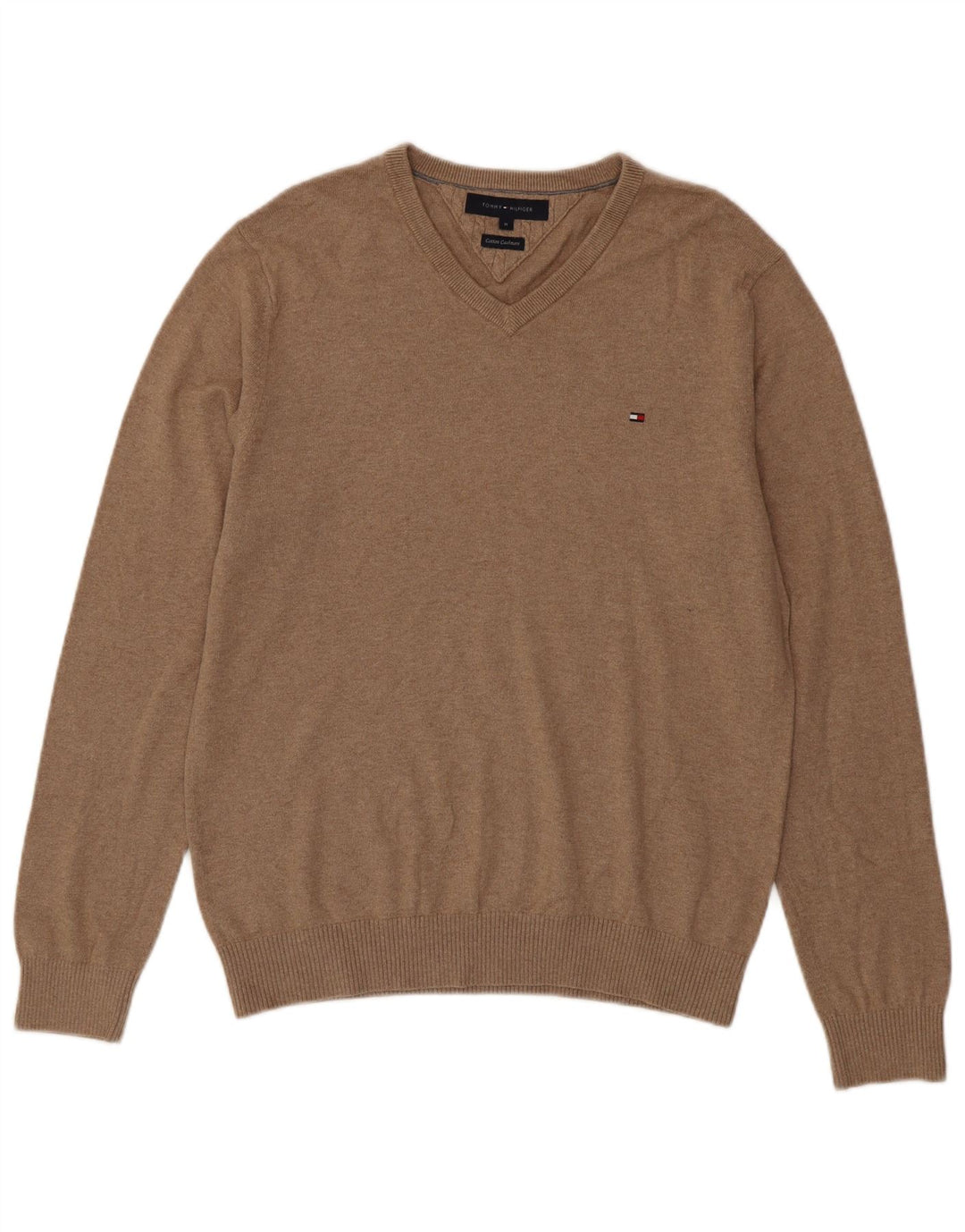 TOMMY HILFIGER Jersey con cuello en V para hombre Algodón beige medio