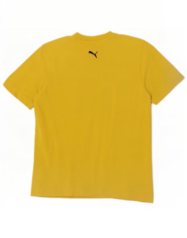 Puma Hombre Camiseta Gráfica Top Algodón Amarillo Medio