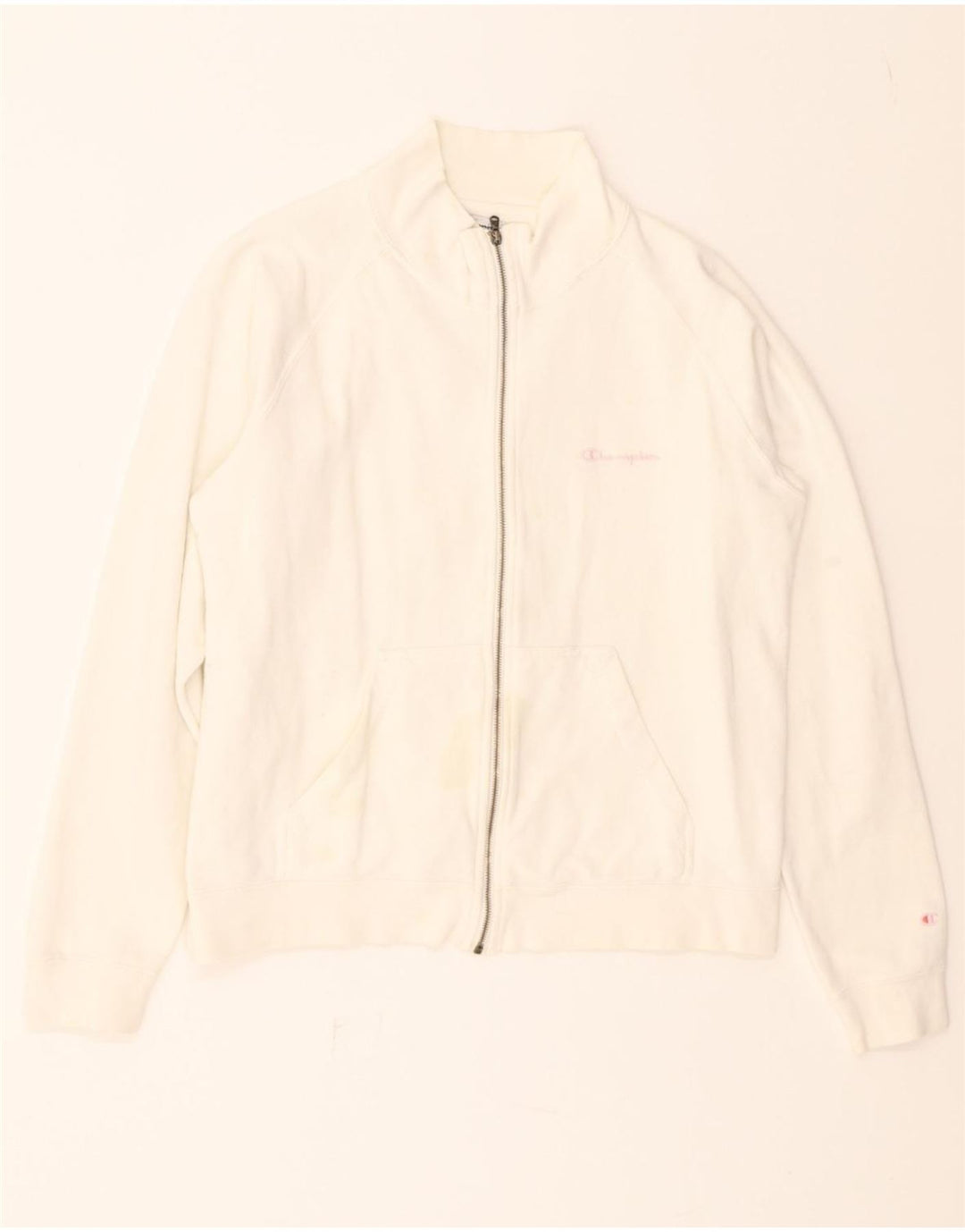 CHAMPION Womens Tracksuit Top Jacket UK 14 Medium White Cotton Vintage Champion and Second-Hand Champion from Messina Hembry 