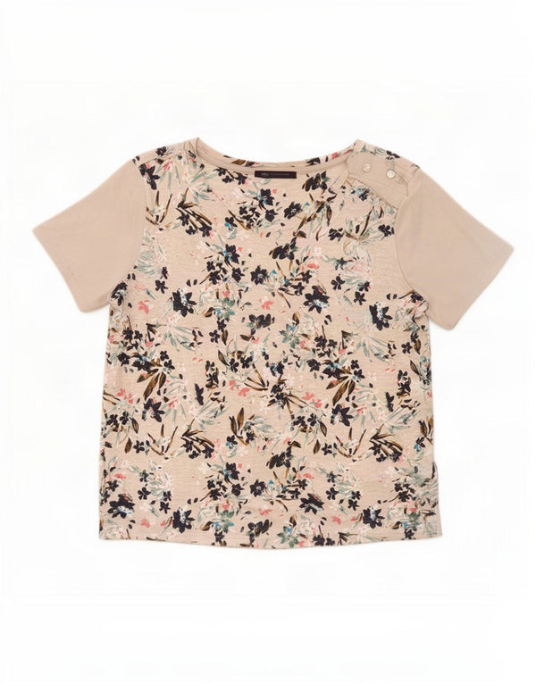 Marks & Spencer Camiseta para mujer Top UK 44 Large Beige Floral Viscosa