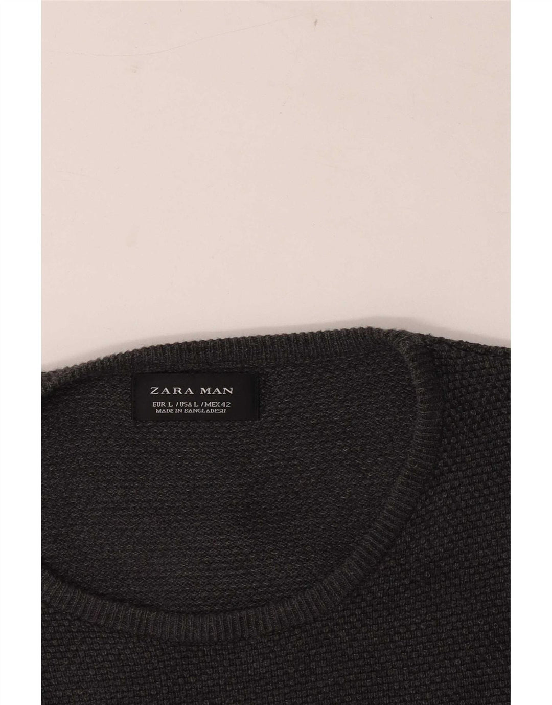 Zara Hombre Jersey De Cuello Redondo Jersey Grande Gris