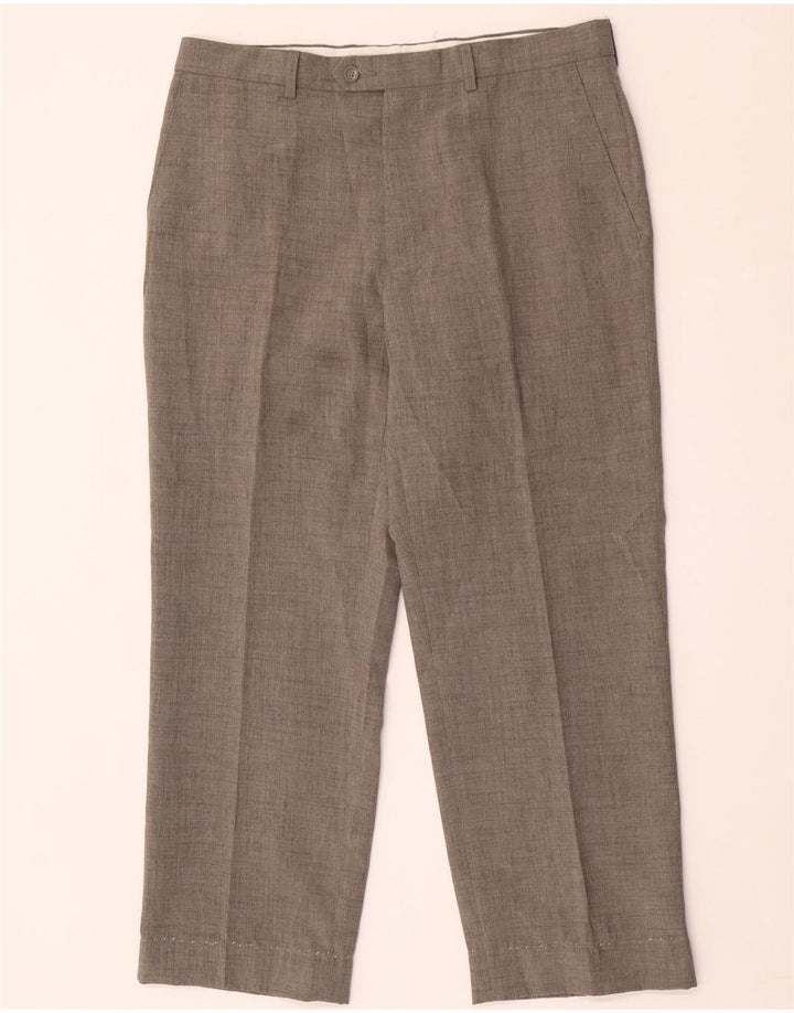 Marks & Spencer Pantalón de traje recto para hombre W34 L27 Poliéster gris