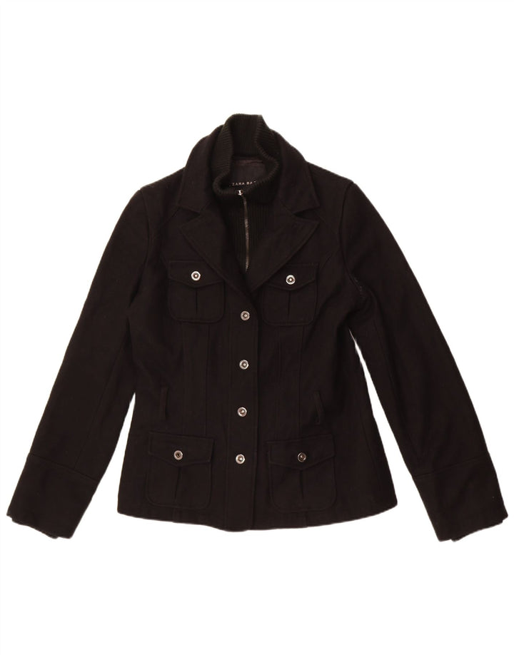 Zara Chaqueta Blazer De 4 Botones Para Mujer UK 44 2Medium Poliéster Negro
