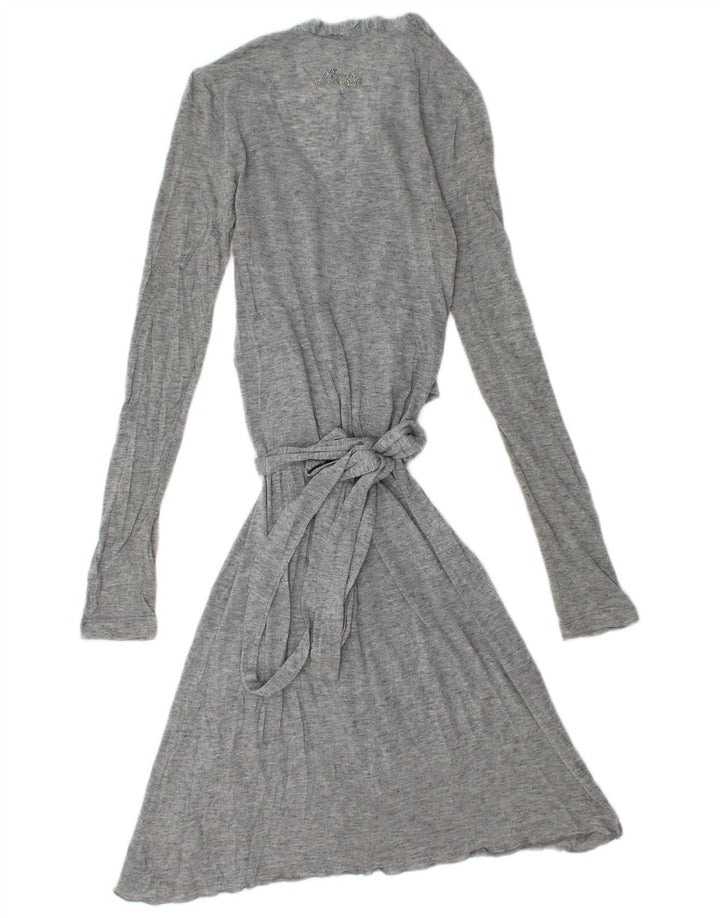 Liu Jo Vestido acampanado de manga larga con lazo frontal para mujer IT 40 Small Grey Moteado