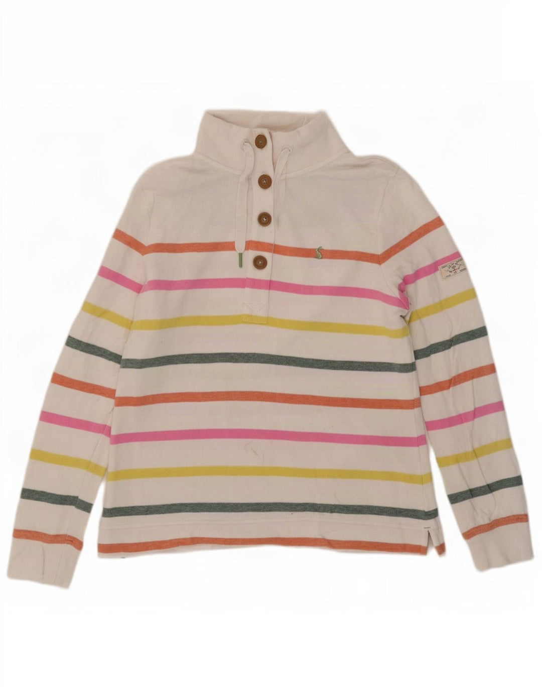 Joules Sudadera con Cuello y Botones para Mujer UK 10 Small White Stripes