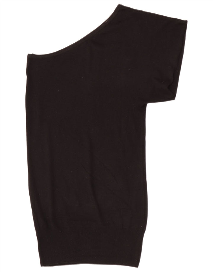 Massimo Dutti Vestido Jersey De Un Hombro Para Mujer UK 42 Mediano Seda Negra