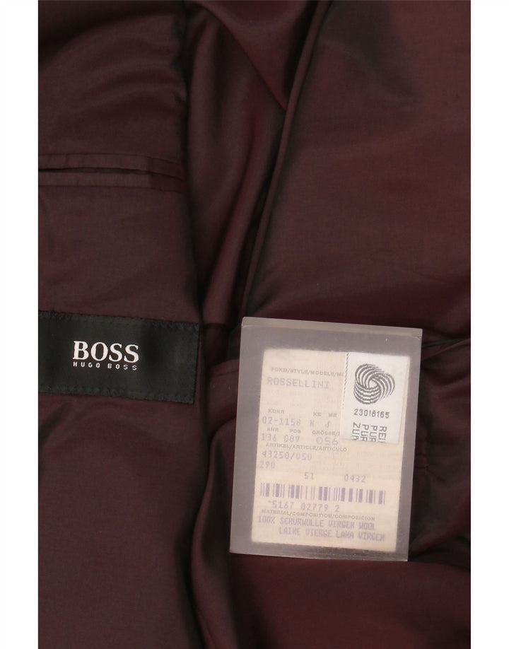 Hugo Boss Chaqueta tipo blazer de 3 botones para hombre EU 51 Large Brown Herringbone