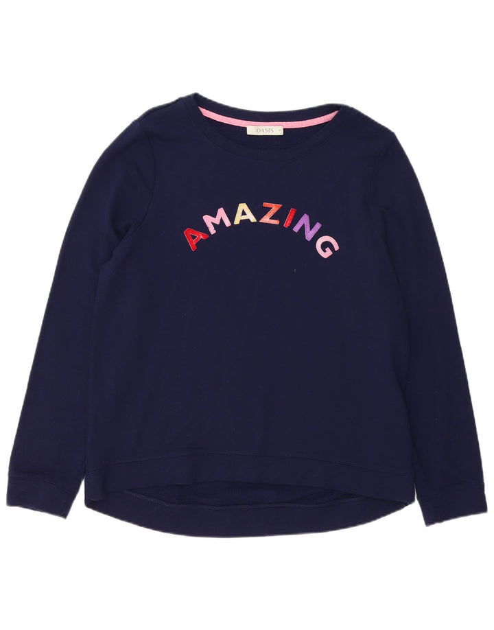 Oasis Mujer Sudadera Gráfica Jumper UK 40 Medium Azul Marino Viscosa