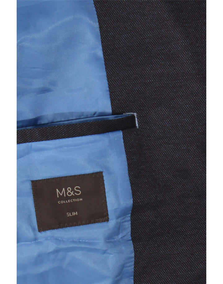 MARKS & SPENCER Chaqueta tipo blazer ajustada con 2 botones para hombre UK 46 XL Azul marino