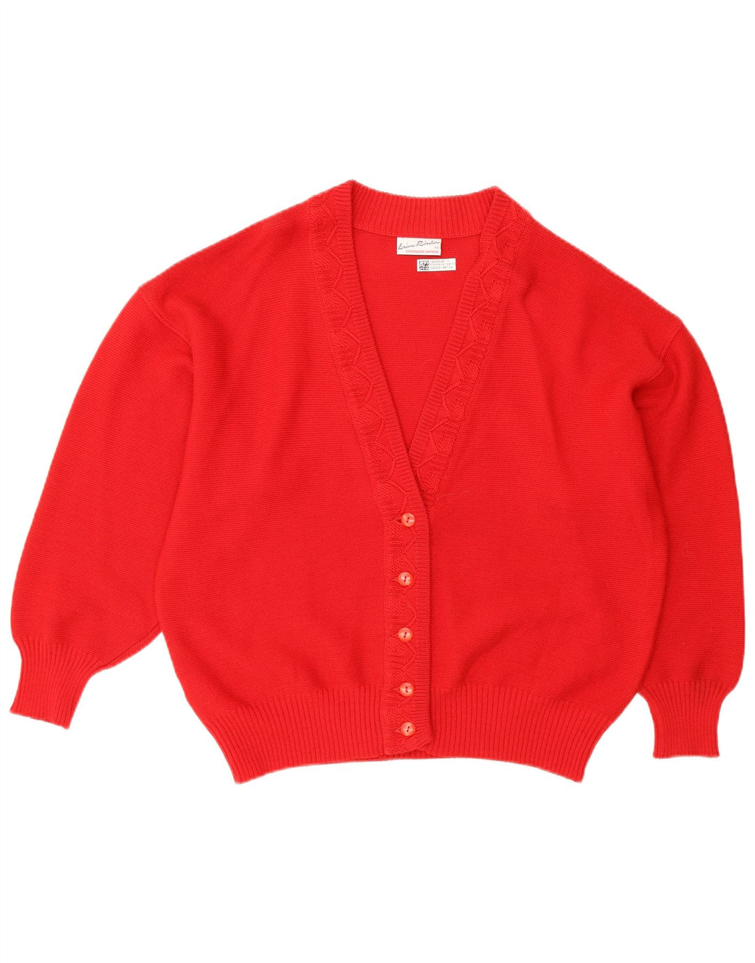 Vintage mujer Cardigan suéter EU 44 XL lana roja