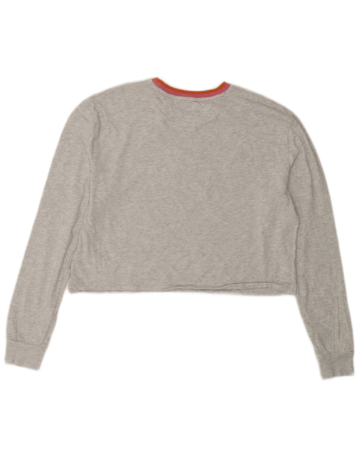 Tommy Hilfiger Top corto extragrande de manga larga para mujer UK 10 Small Grey
