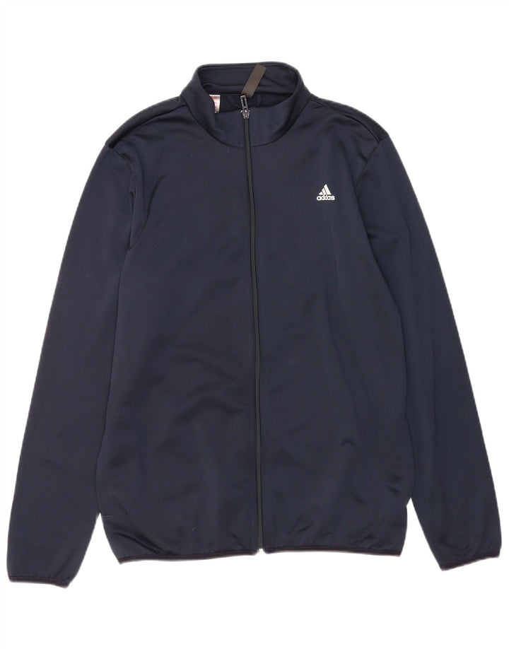 Adidas Boys Graphic Chándal Top Chaqueta 15-16 Años Azul Marino Poliéster