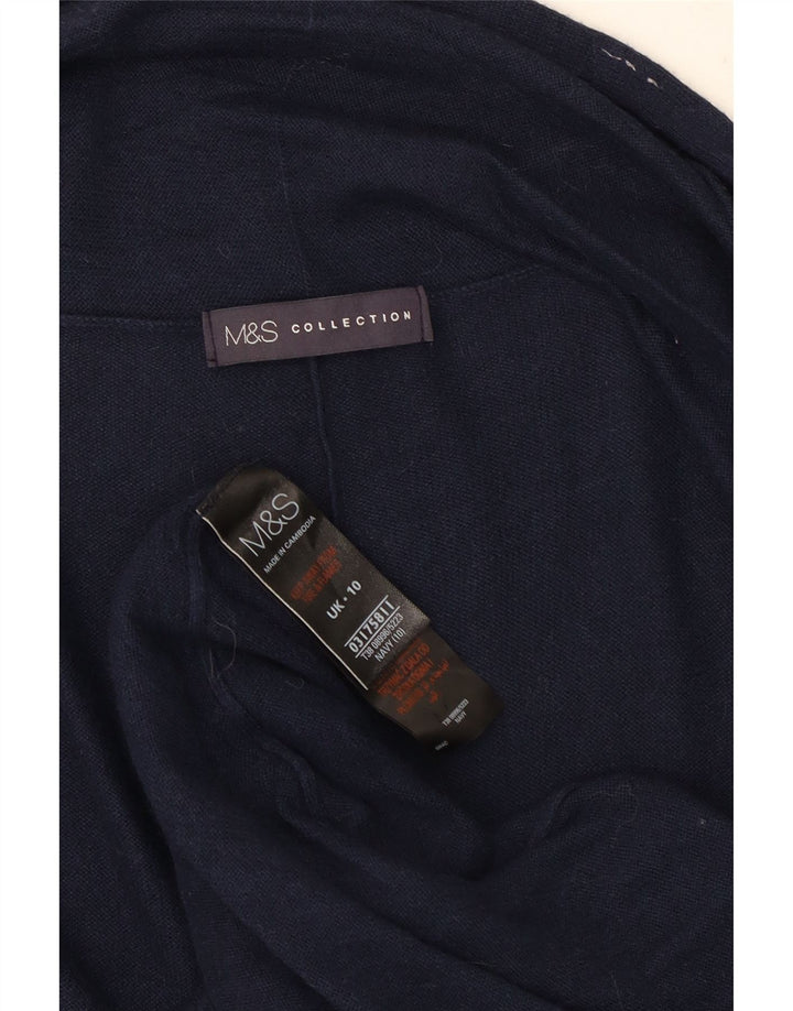 Marks & Spencer Suéter tipo cárdigan abierto largo para mujer UK 10 Small Azul marino
