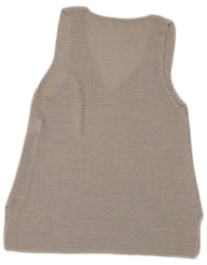 Benetton Camiseta Sin Mangas Mujer UK 44 Grande Algodón Gris