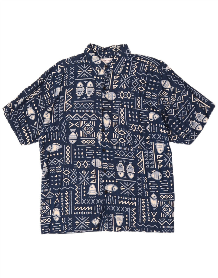Forester Camisa de manga corta para hombre Rayón azul marino grande