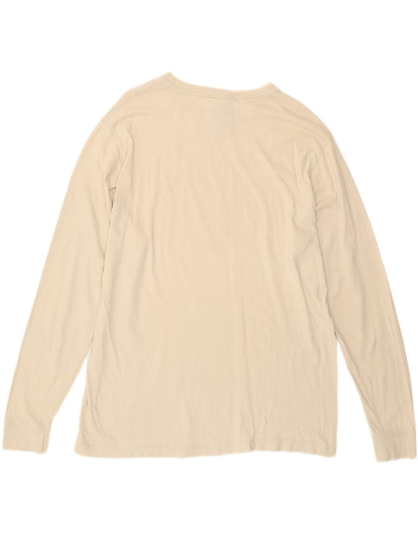 Tommy Hilfiger Top de manga larga para hombre de algodón blanco roto pequeño