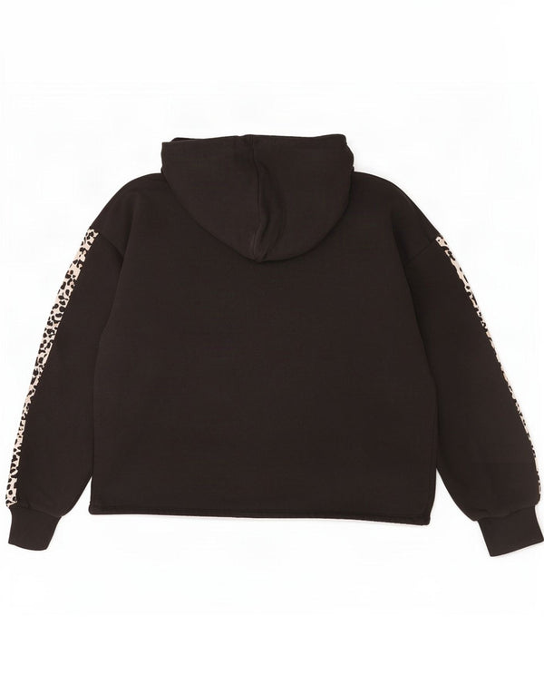Puma Sudadera con capucha extragrande para mujer UK 10 Small Black Animal Print