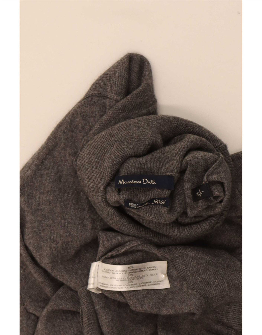 Massimo Dutti Jersey de cuello vuelto para mujer UK 46 Large Gris Algodón