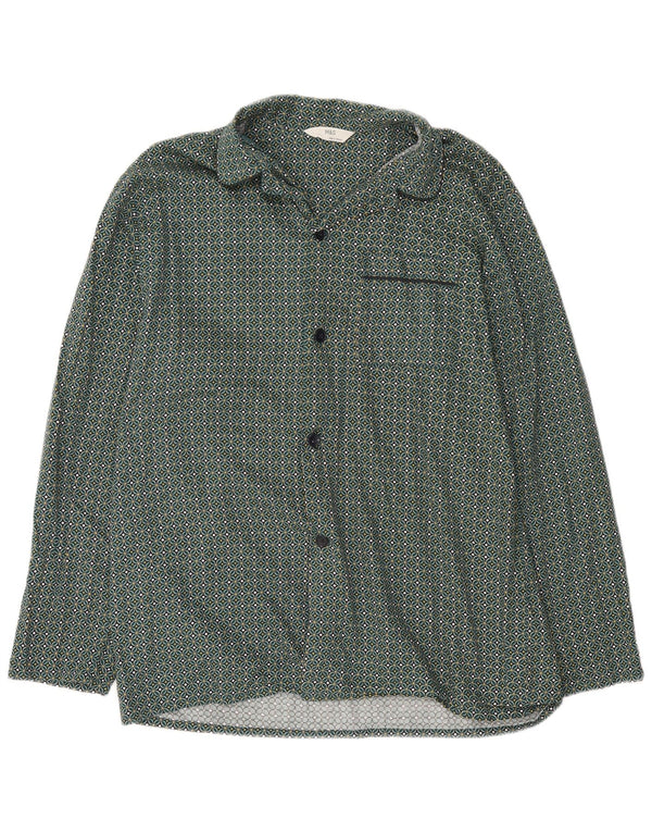 Marks & Spencer - Camisa para hombre de algodón geométrico verde grande