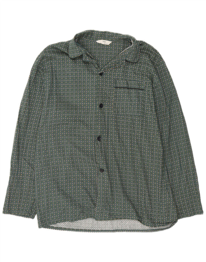Marks & Spencer - Camisa para hombre de algodón geométrico verde grande