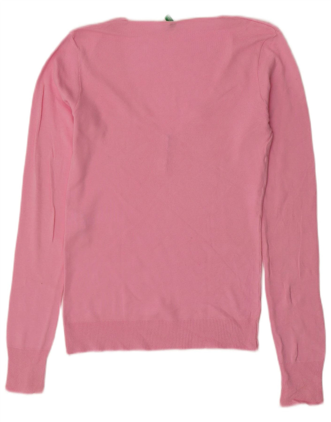 BENETTON Jersey con cuello en V para mujer UK 42 Algodón rosa medio