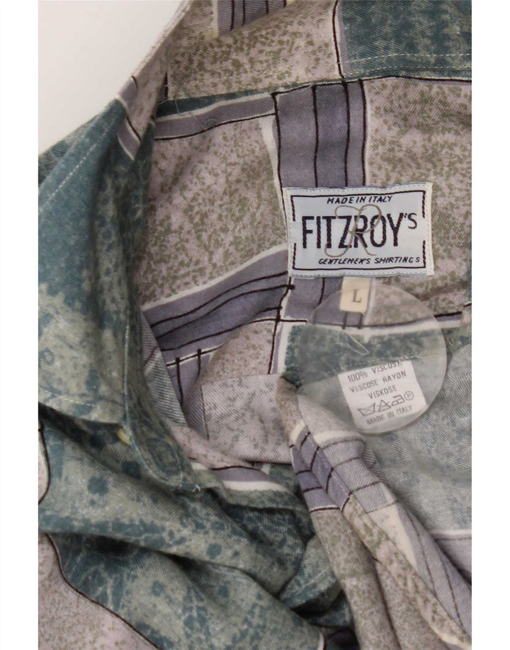 Camisa Fitzroy Hombre Large Verde Patchwork Viscosa