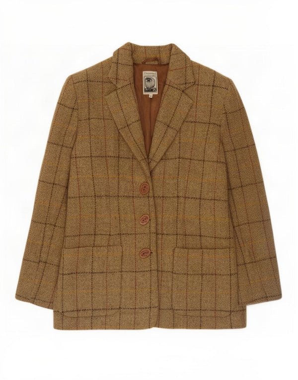 Harris Tweed Chaqueta Blazer de 3 Botones para Mujer Reino Unido 12 Lana a Cuadros marrón Medio