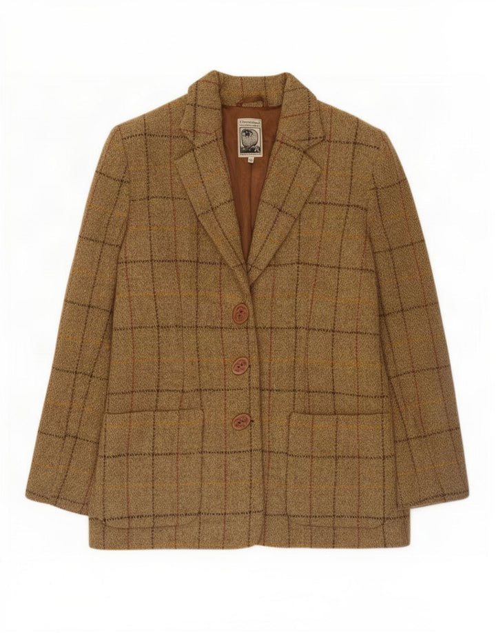 Harris Tweed Chaqueta Blazer de 3 Botones para Mujer Reino Unido 12 Lana a Cuadros marrón Medio