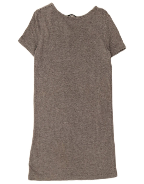 Zara Vestido Camiseta Mujer UK 10 Small Viscosa Gris