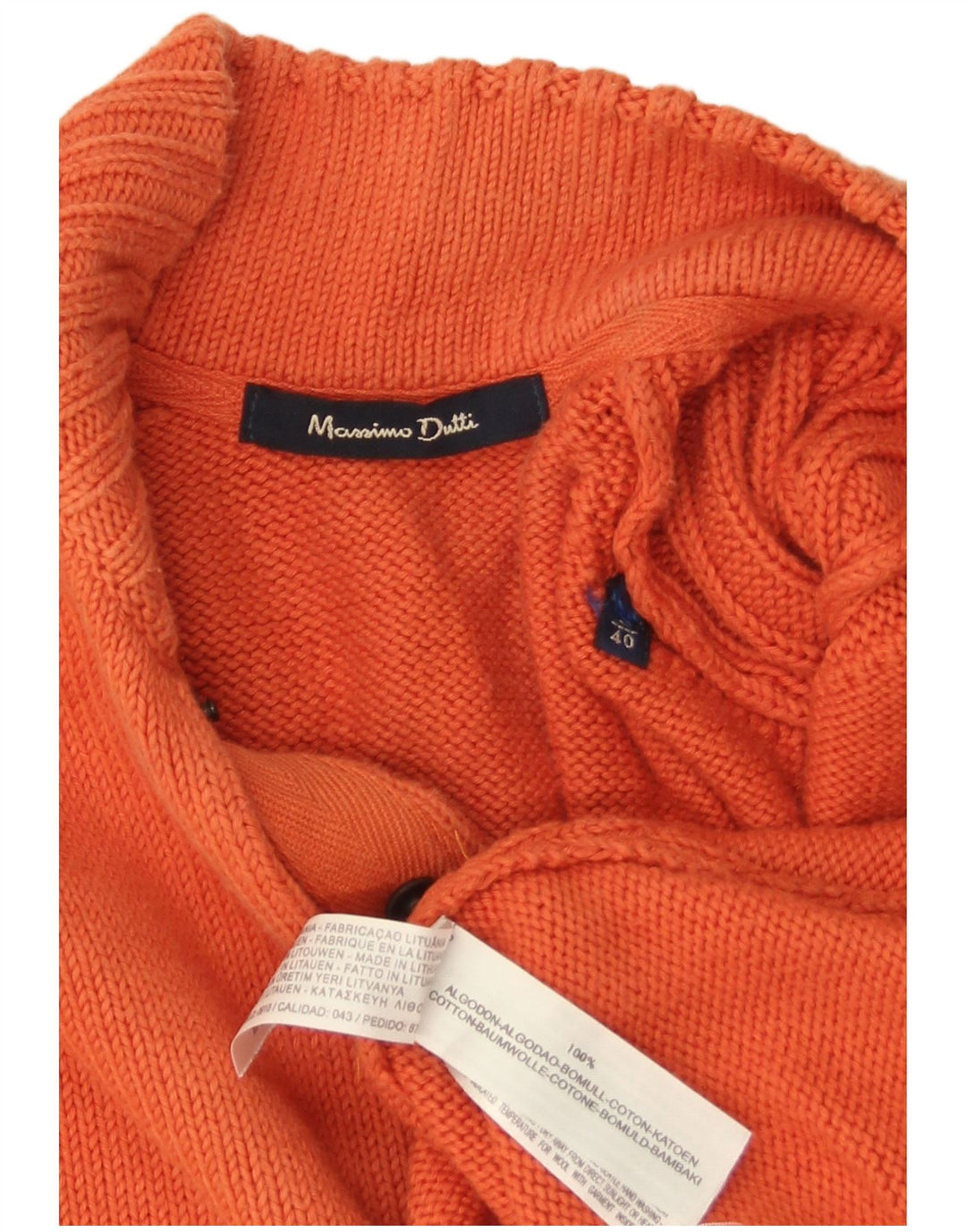 MASSIMO DUTTI Jersey De Cuello Con Botones Para Hombre Large Naranja Algodón