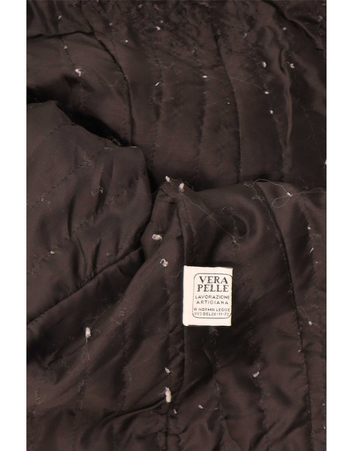Chaqueta de cuero vintage para mujer IT 46 Grande Negro