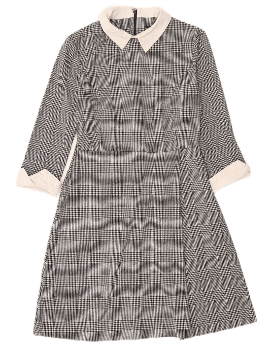 Marks & Spencer Vestido acampanado para mujer UK 10 Small Black Houndstooth