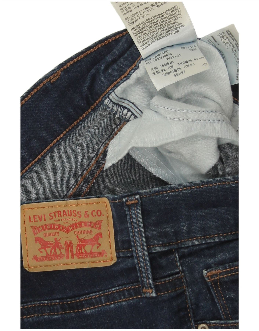 Levi's Vaqueros Rectos Adelgazantes Mujer W32 L32 Algodón Azul Marino
